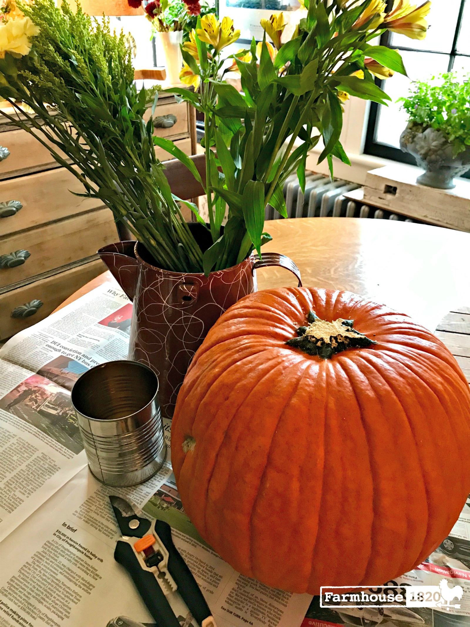 fall pumpkin floral arrangement - supplies needed