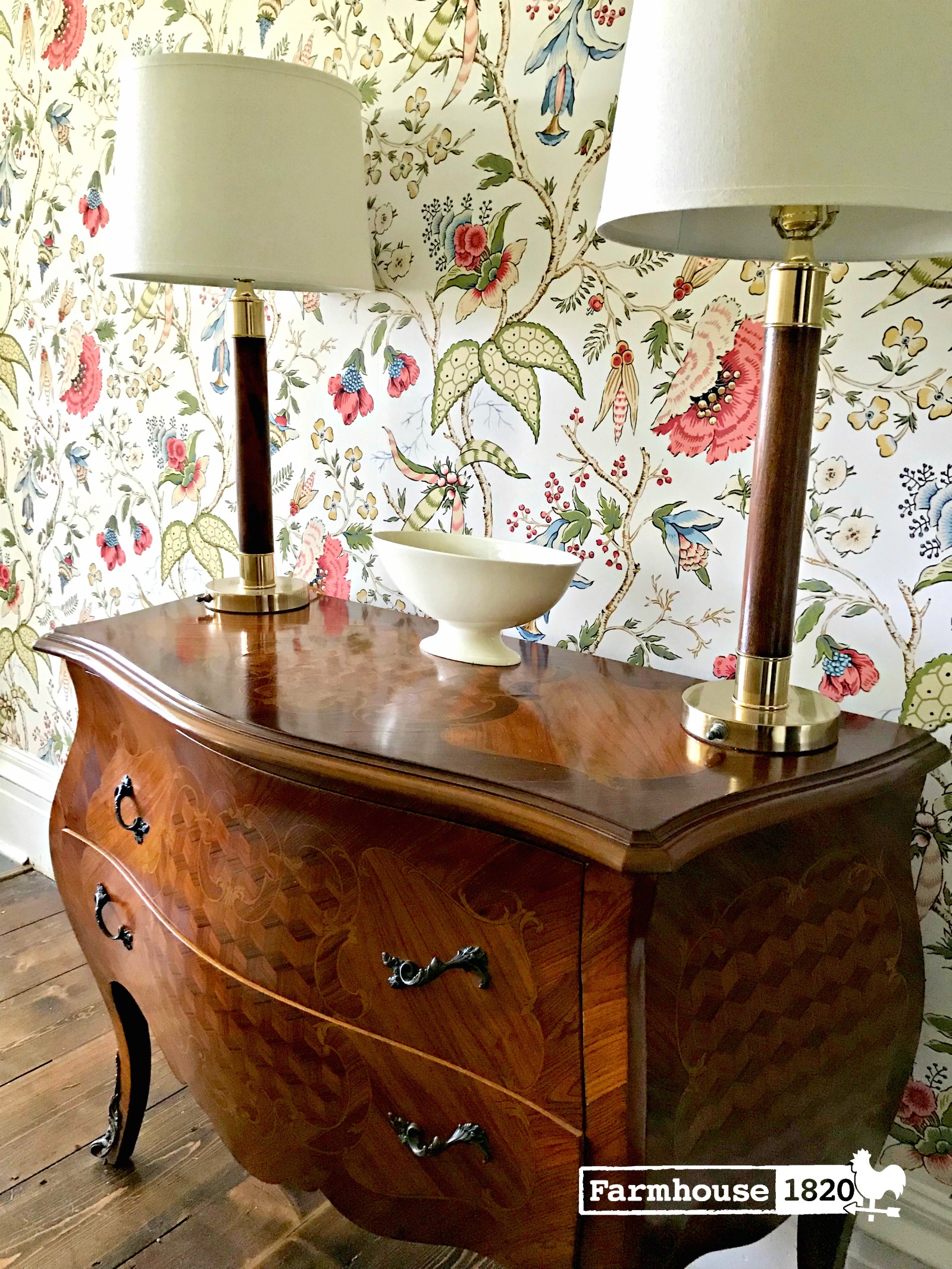 The Foyer - Antique dresser and retro lamps for a stunning look