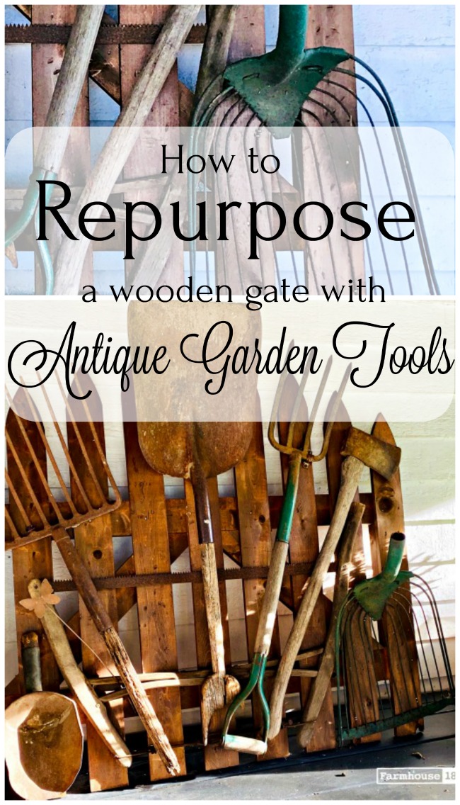 Pinterest - how to repurpose a wooden gate with antique garden tools